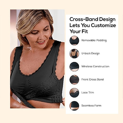 Seamless Lift Bra with Front Cross Side Buckle